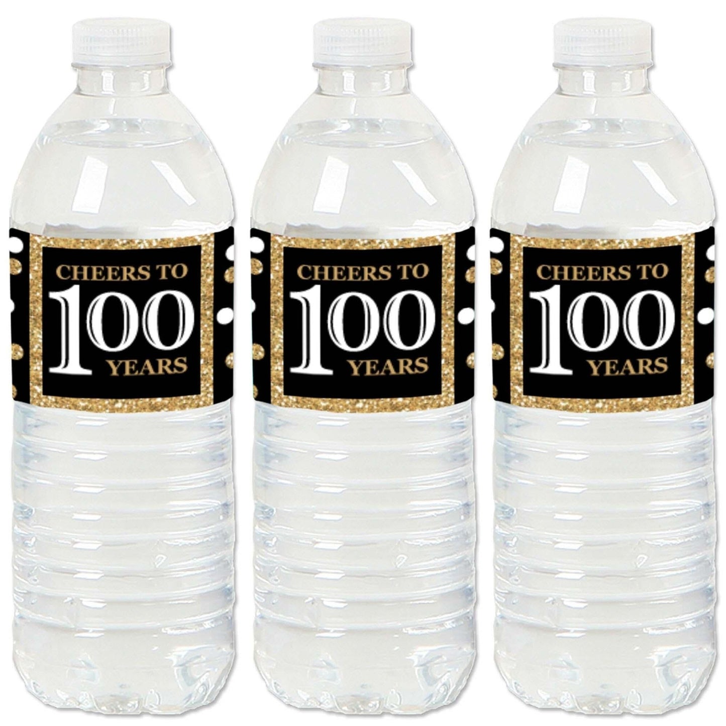 100th Birthday Party Water Bottle Sticker Labels - Set of 20