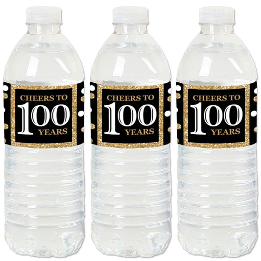 100th Birthday Party Water Bottle Sticker Labels - Set of 20