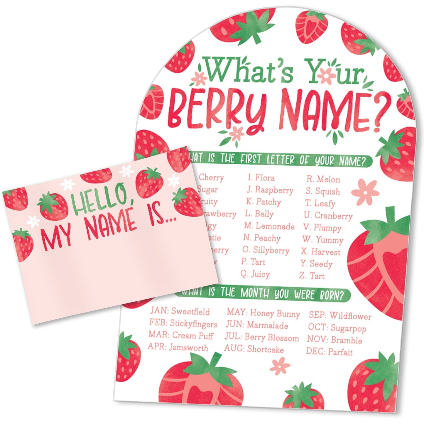 Berry Sweet Strawberry What's Your Name Party Game