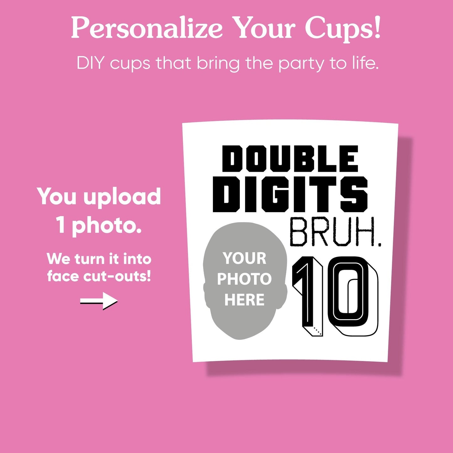Custom Text Party Cups - 10th Birthday Bruh - 16 Ct