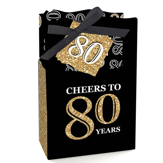 Adult 80th Birthday - Gold - Birthday Party Favor Boxes - Set of 12