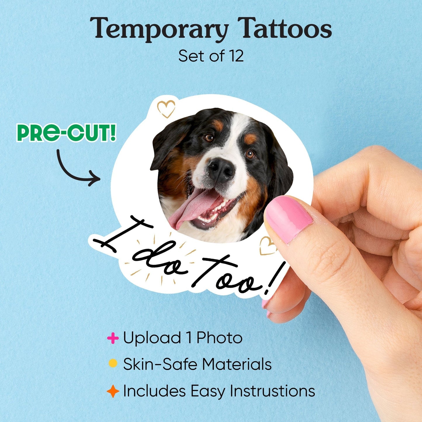 Custom I Do Too Wedding Temporary Tattoos - 12 Ct