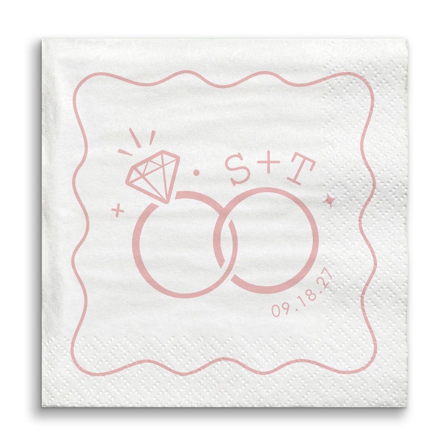 Custom Text - Pink Wedding Rings Napkins