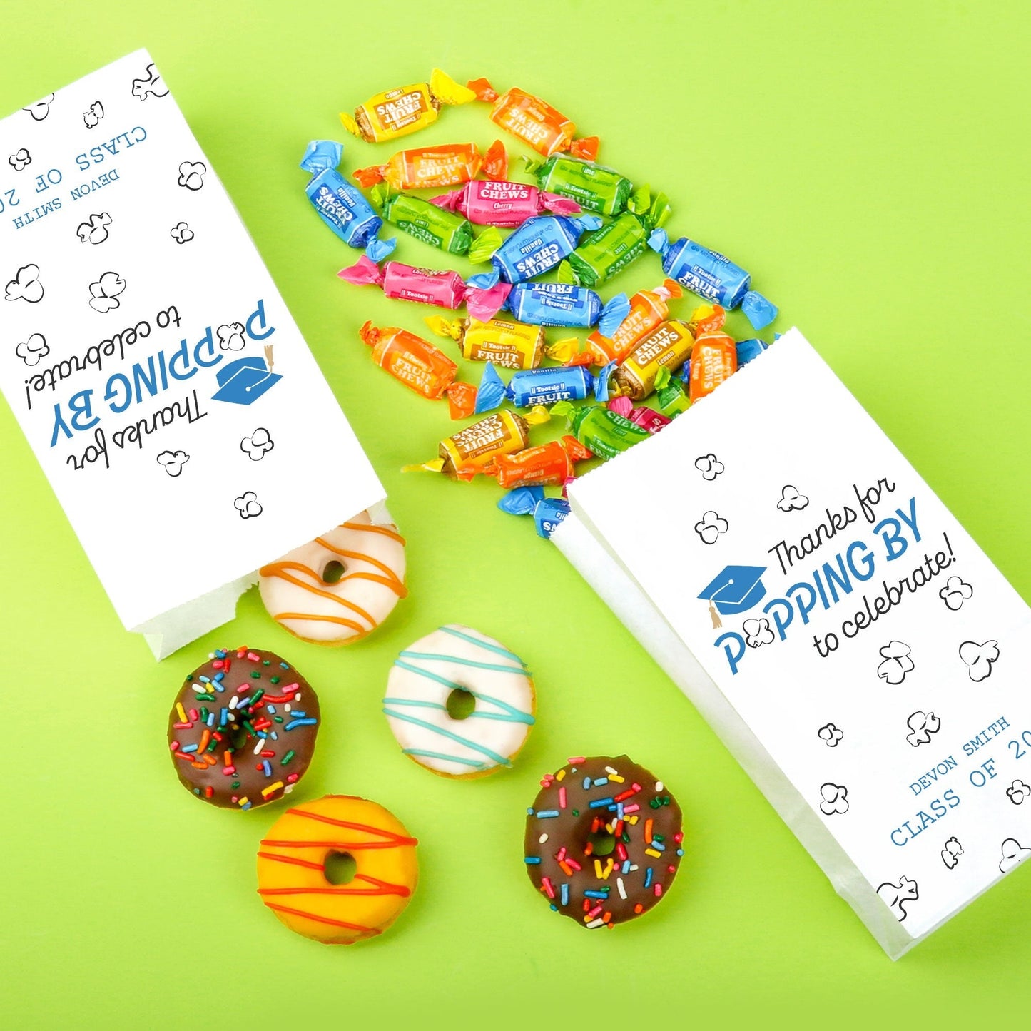 Custom Text Popcorn Bags - Blue Grad - 100 Ct