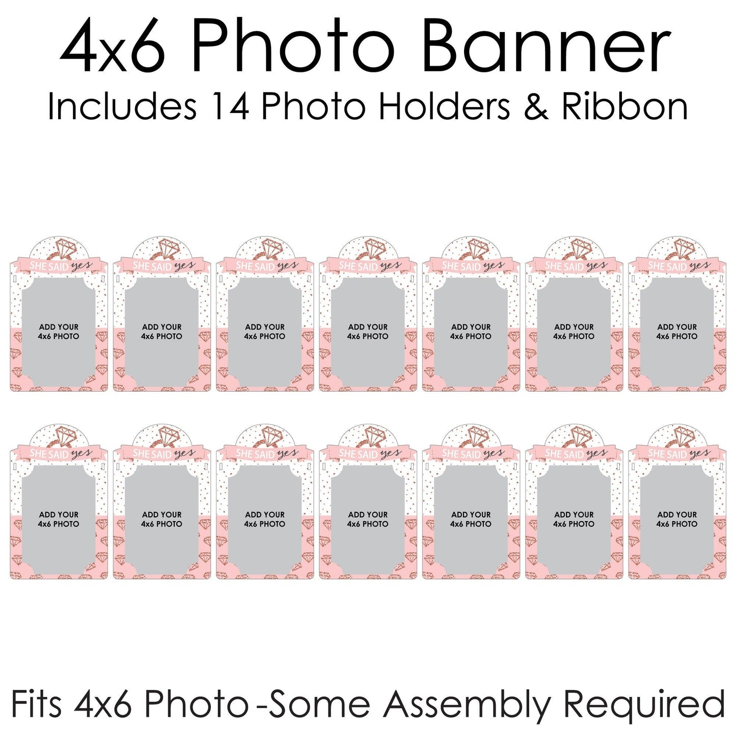 Bride Squad - DIY Rose Gold Bridal Shower or Bachelorette Party Decor - Picture Display - Photo Banner