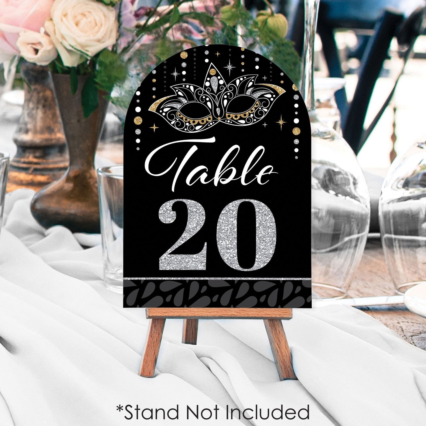 Masquerade - Venetian Mask Party Double-Sided 5 x 7 inches Cards - Table Numbers - 1-20
