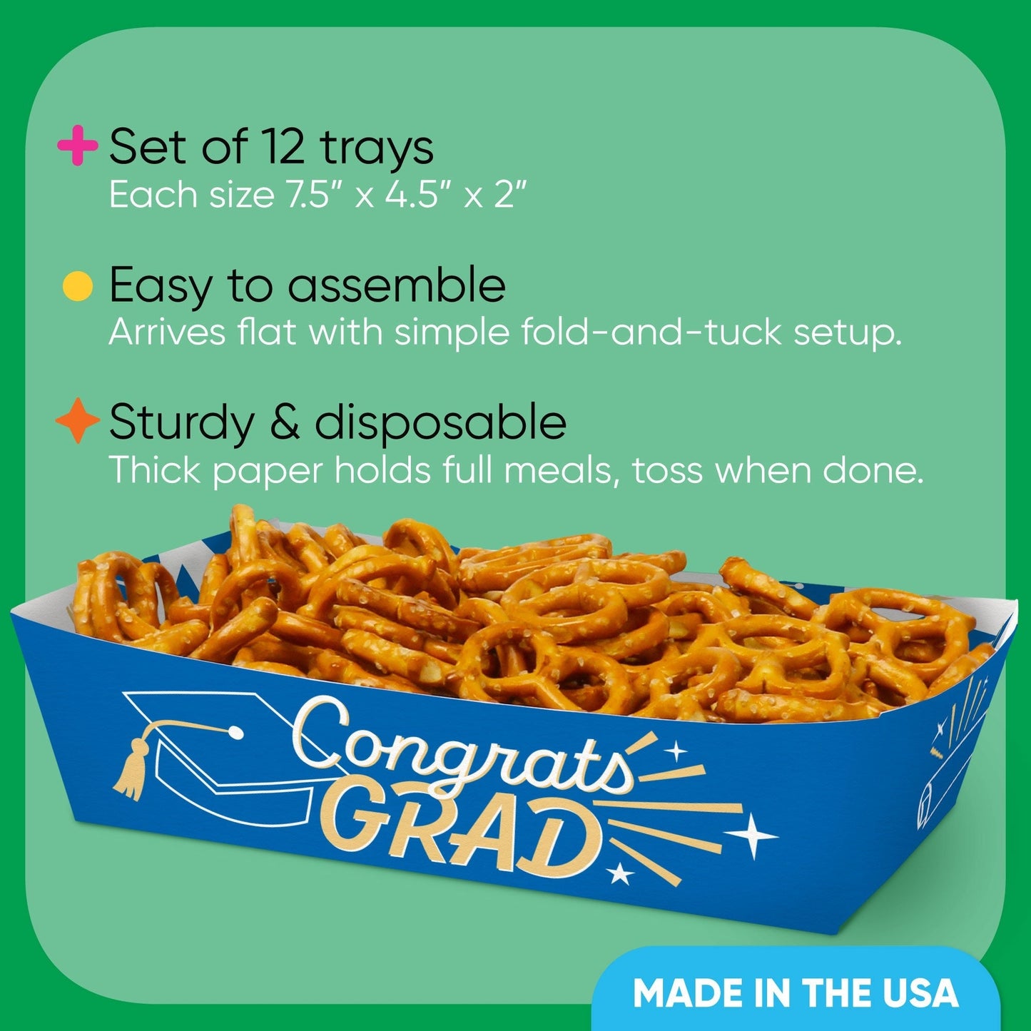 Blue Graduation Paper Food Trays