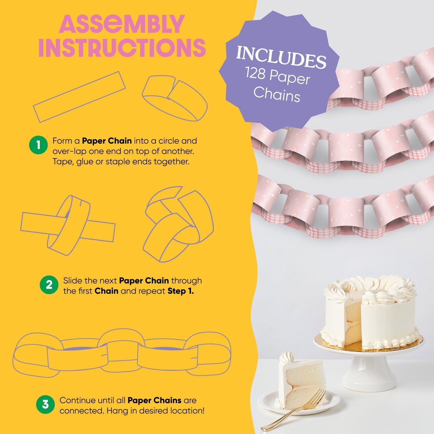 One Silly Goose Pink DIY Paper Chains - 128 Pc
