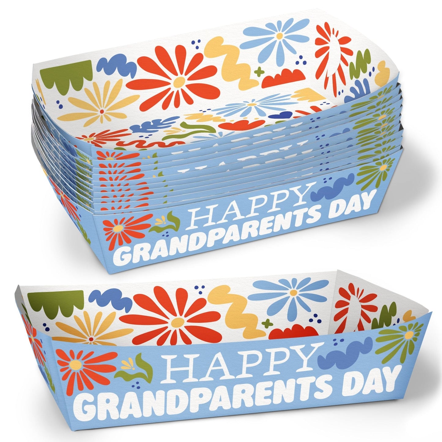 Colorful Grandparents Day Paper Food Trays - 12 Ct