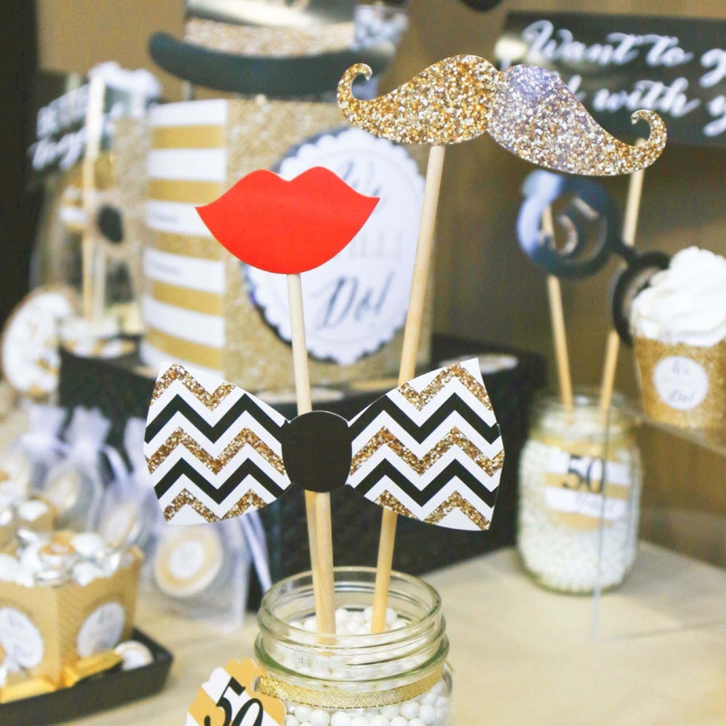 We Still Do - 50th Wedding Anniversary - Anniversary Party Photo Booth Props Kit - 20 Count