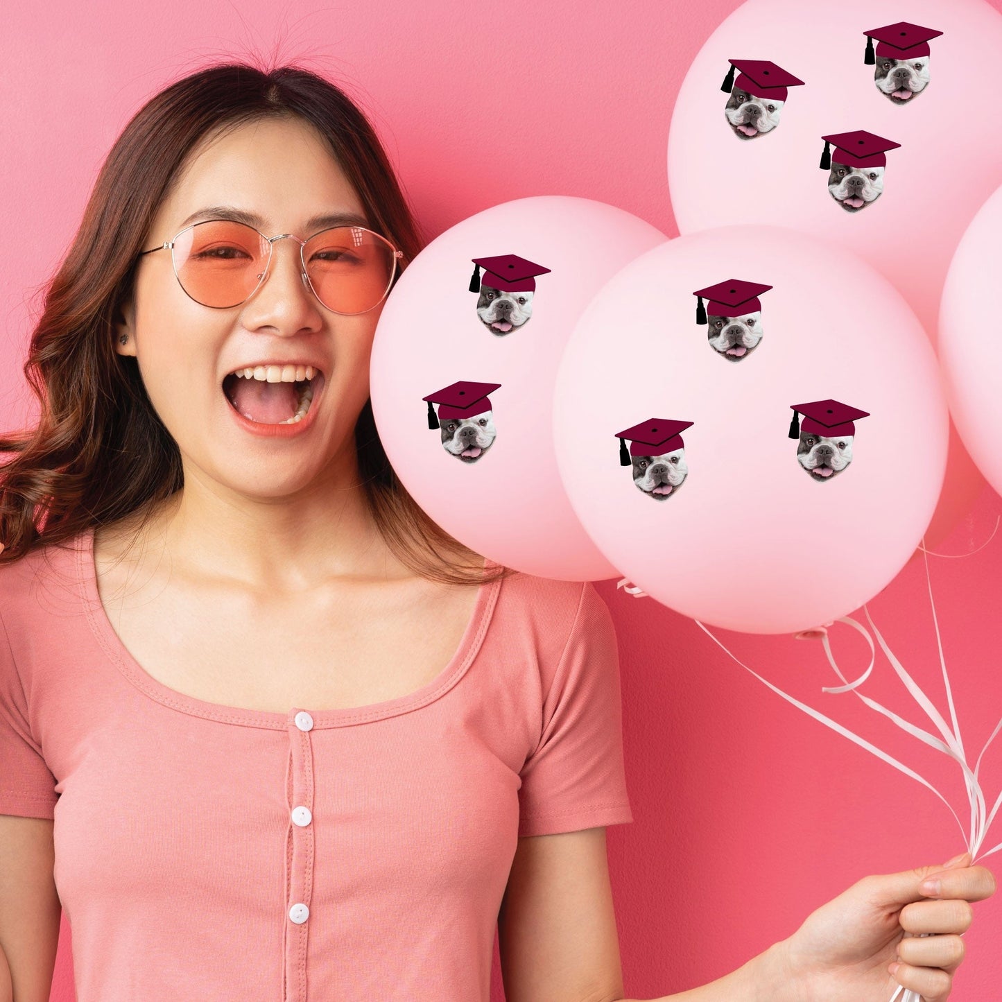 Custom Maroon Grad Cap Fun Face Cut-Out Stickers - Set of 24