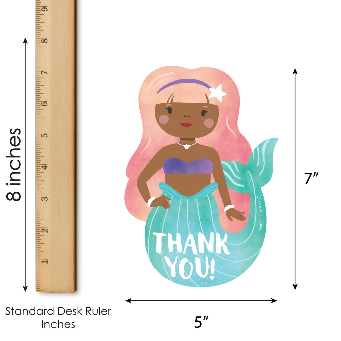 Mermaid Birthday Party Thank You Cards - 12 Ct
