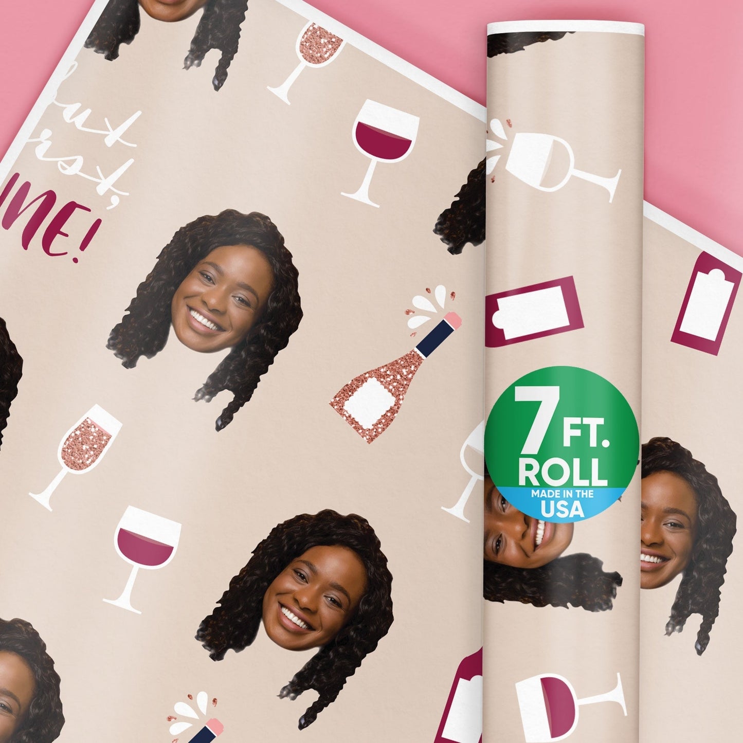 Custom Face Wrapping Paper - Wine