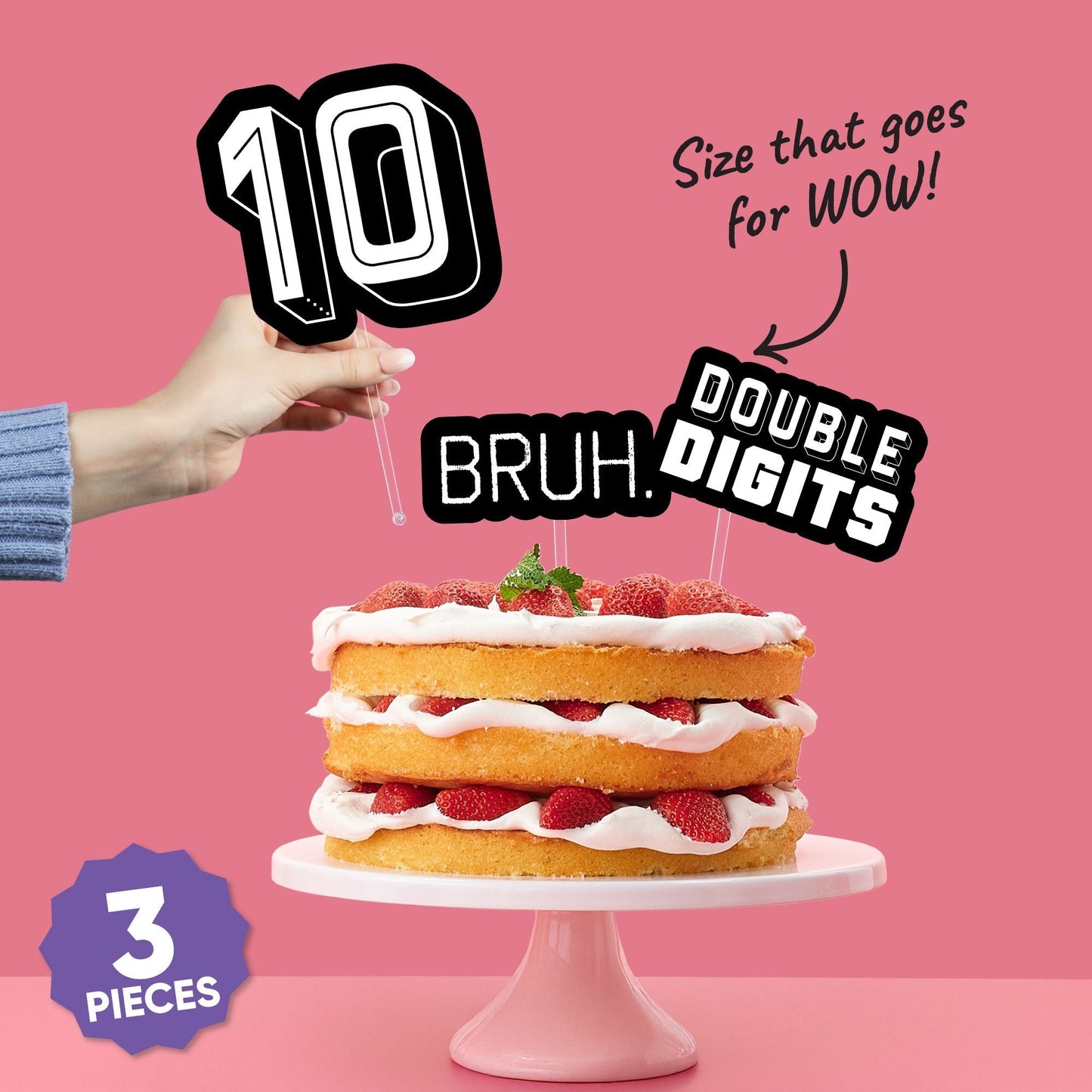 10th Birthday Bruh Cake Topper - 3 Pc
