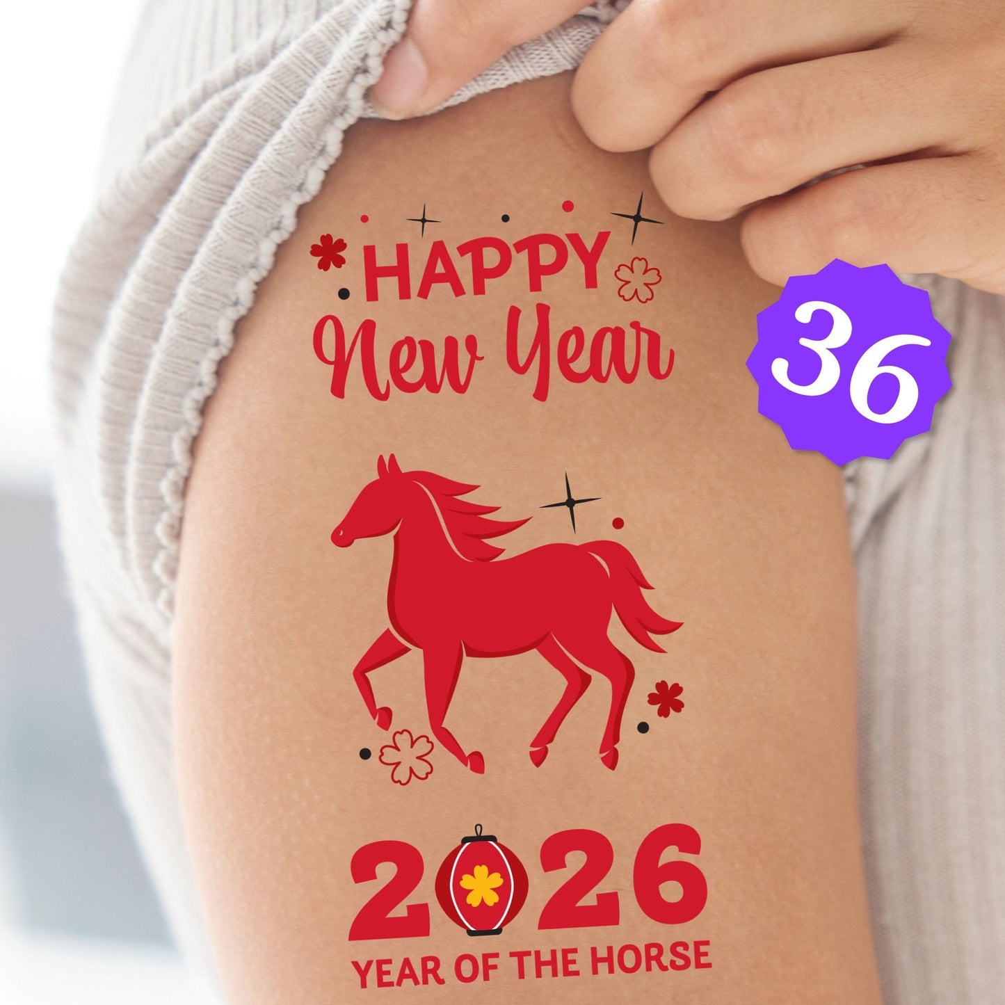 Lunar New Year Temporary Tattoos - 36 Ct