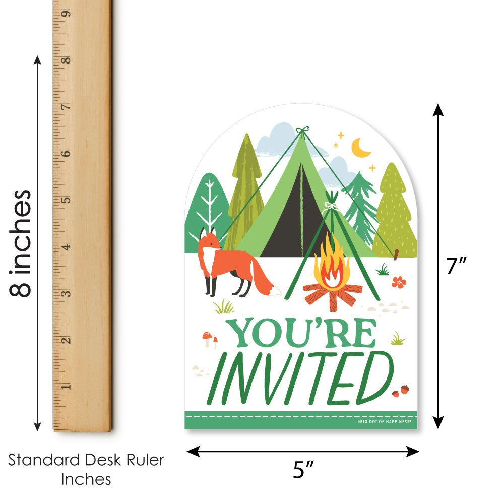 Camping Shaped Fill-In Invitations - 12 Ct