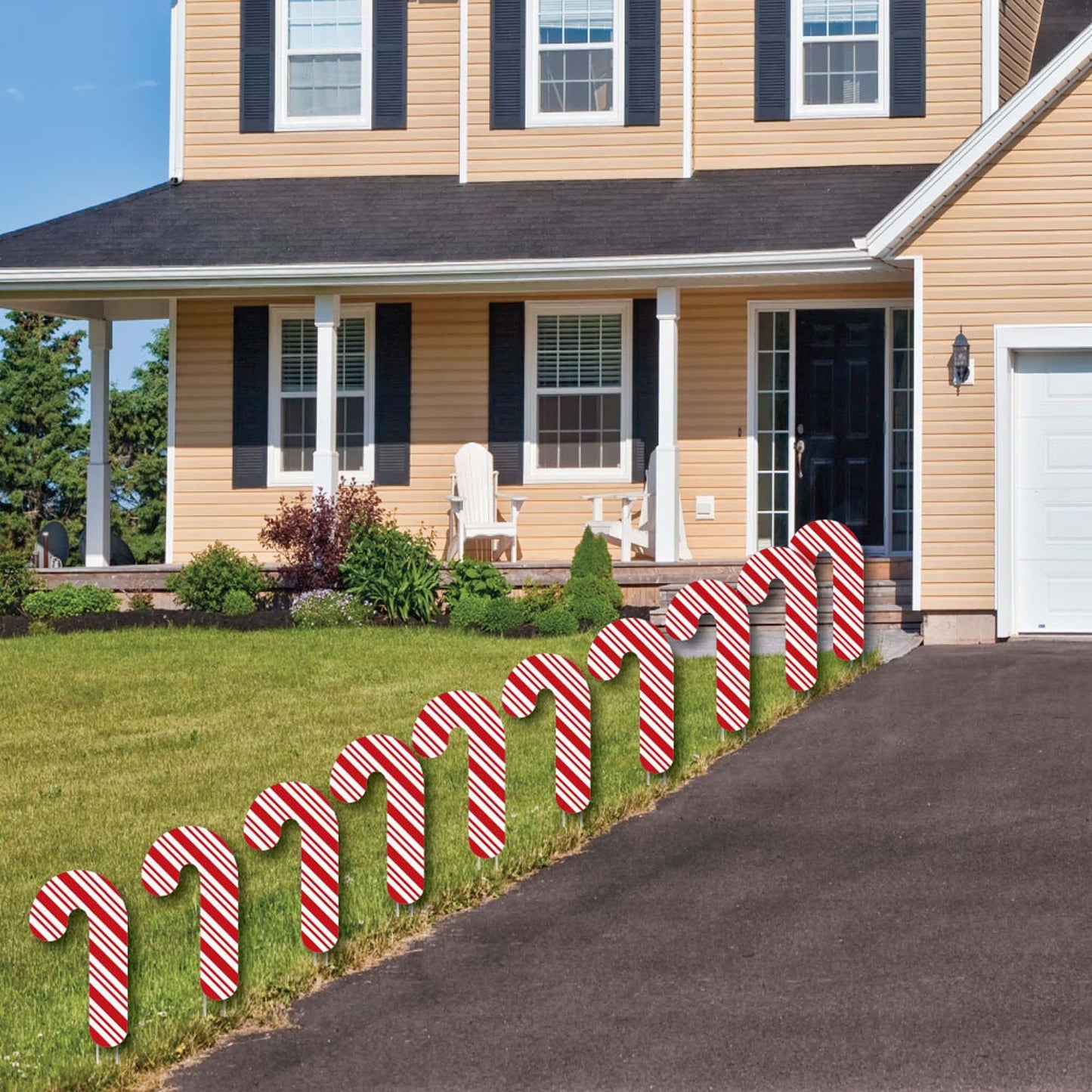 Candy Cane Lawn Decorations - Outdoor Holiday and Christmas Yard Decorations - 10 Piece