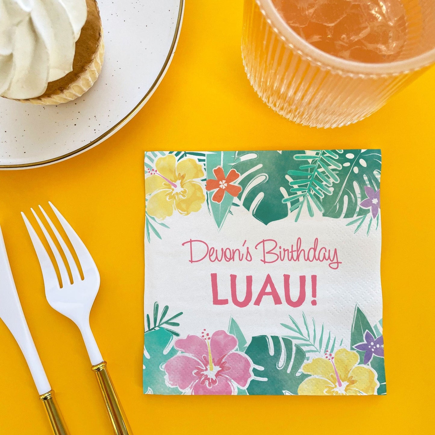 Custom Text Napkins - Hawaiian Luau