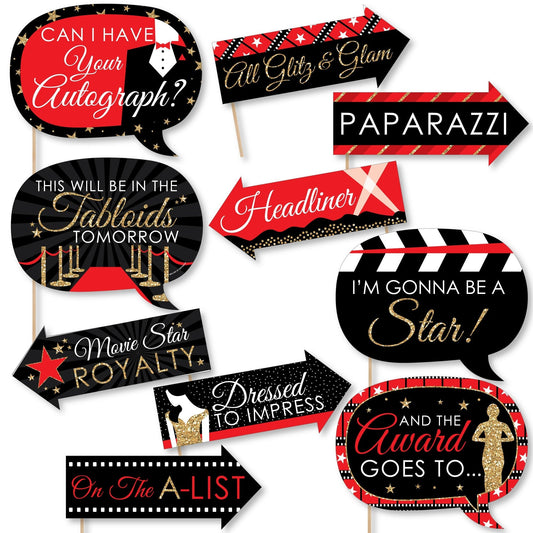 Funny Red Carpet - 10 Piece Photo Booth Props Kit
