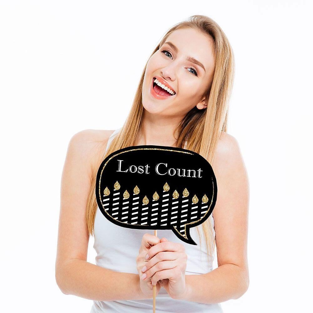 Funny Adult 80th Birthday - Gold - 10 Piece Birthday Party Photo Booth Props Kit
