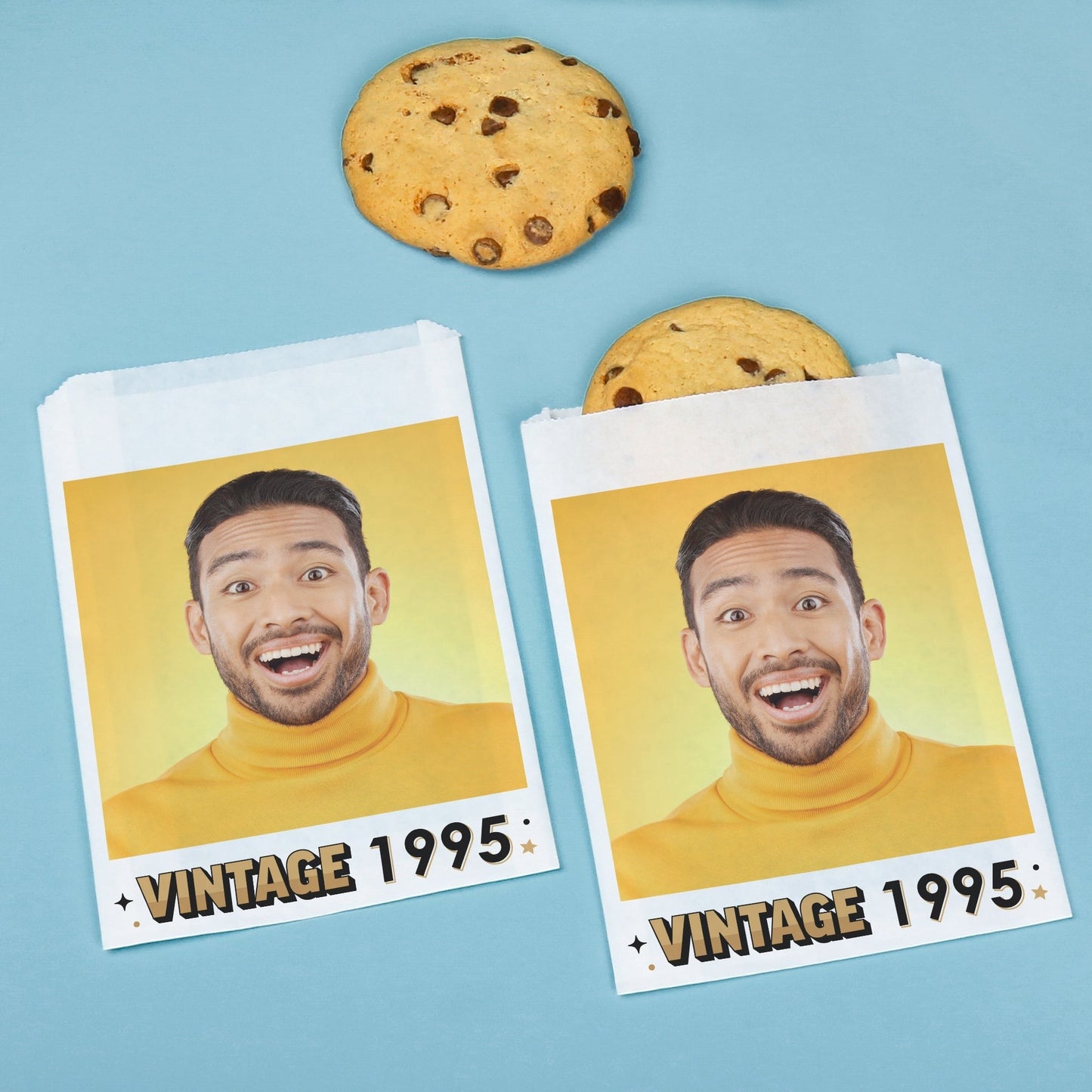 Custom Photo Paper Treat Bags - Vintage Birthday