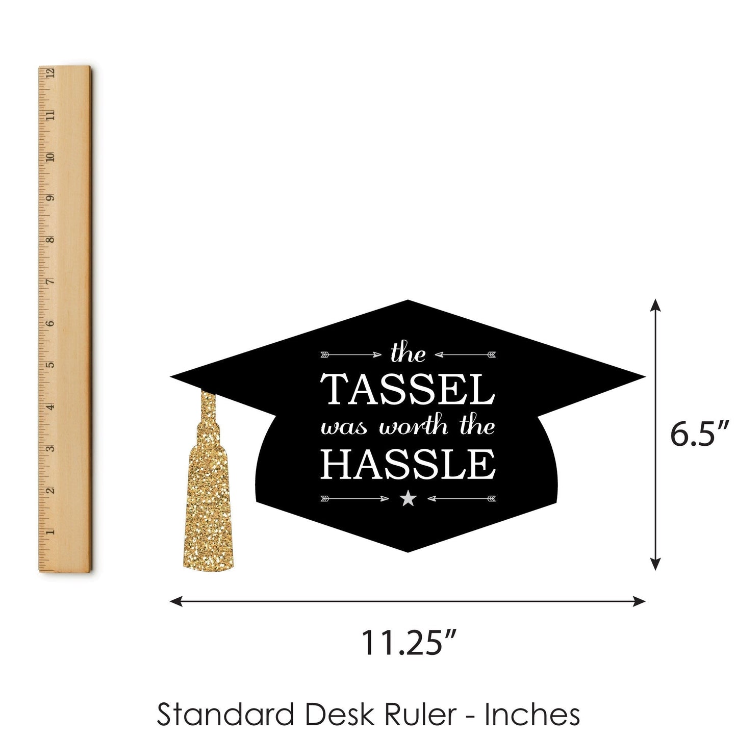 Hilarious Tassel Worth the Hassle - Gold - Graduation Party Photo Booth Props or Table Toppers - 20 Count
