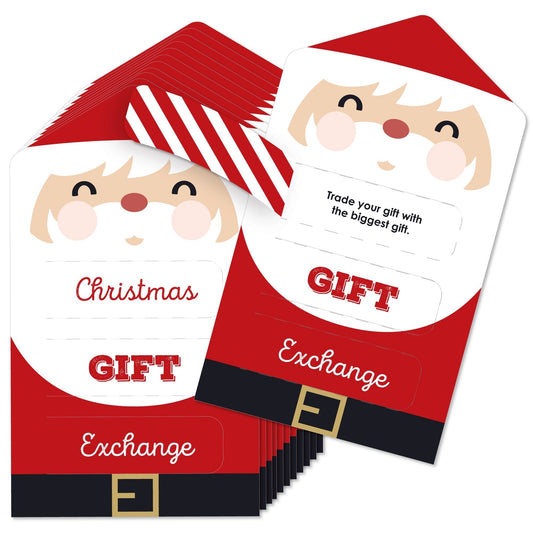 Jolly Santa Claus - Christmas Party Game Pickle Cards - White Elephant Gift Exchange Pull Tabs - Set of 12