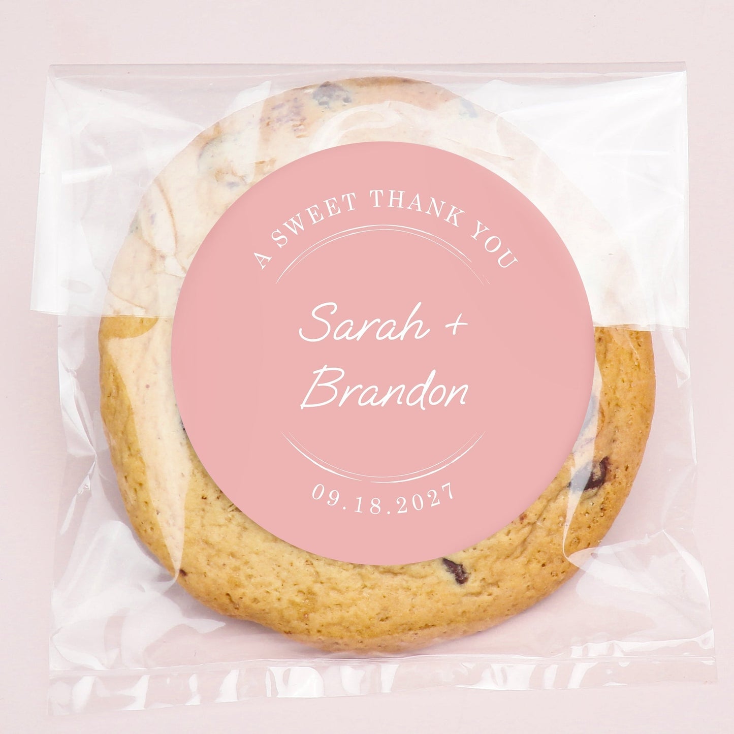 Custom Text Stickers & Clear Cookie Bags - Pink Thank You