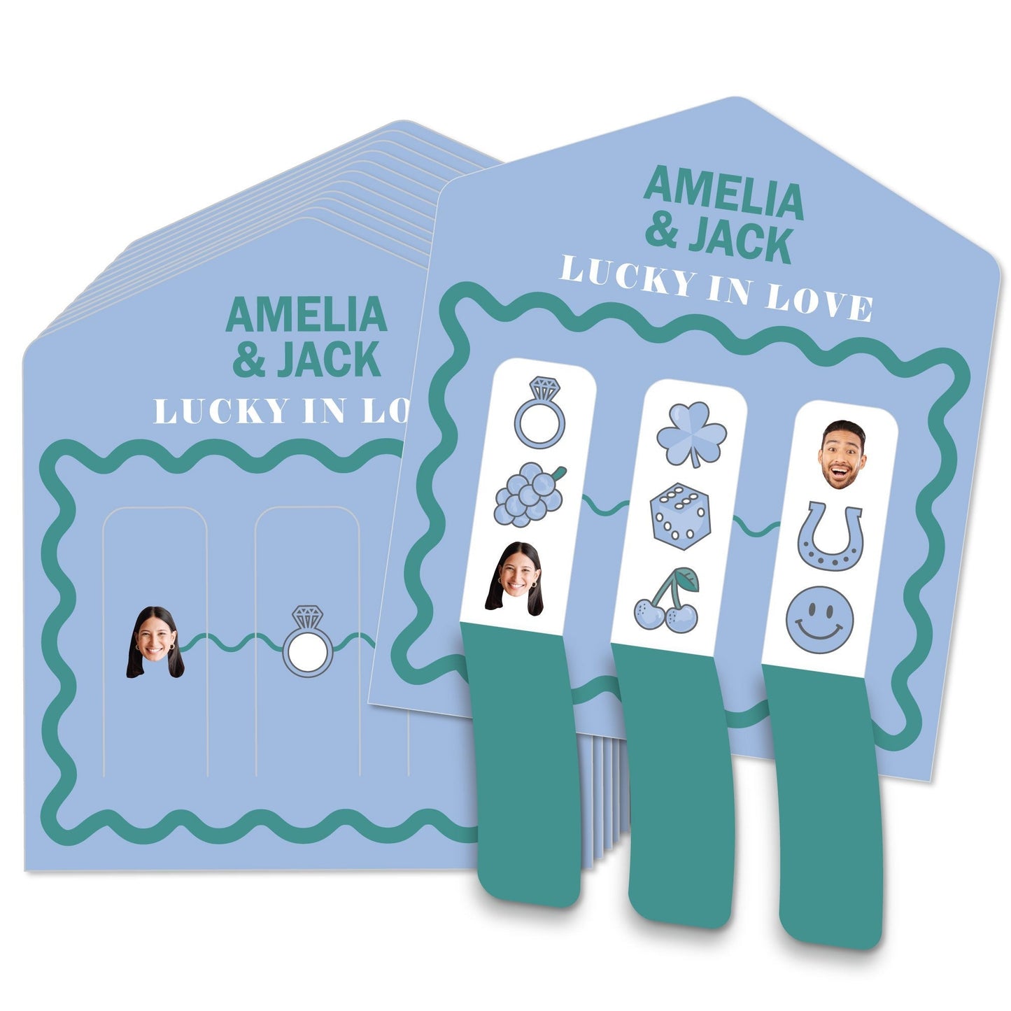 Custom Face 3-In-A-Row Pull Tabs Game - Wavy Bridal
