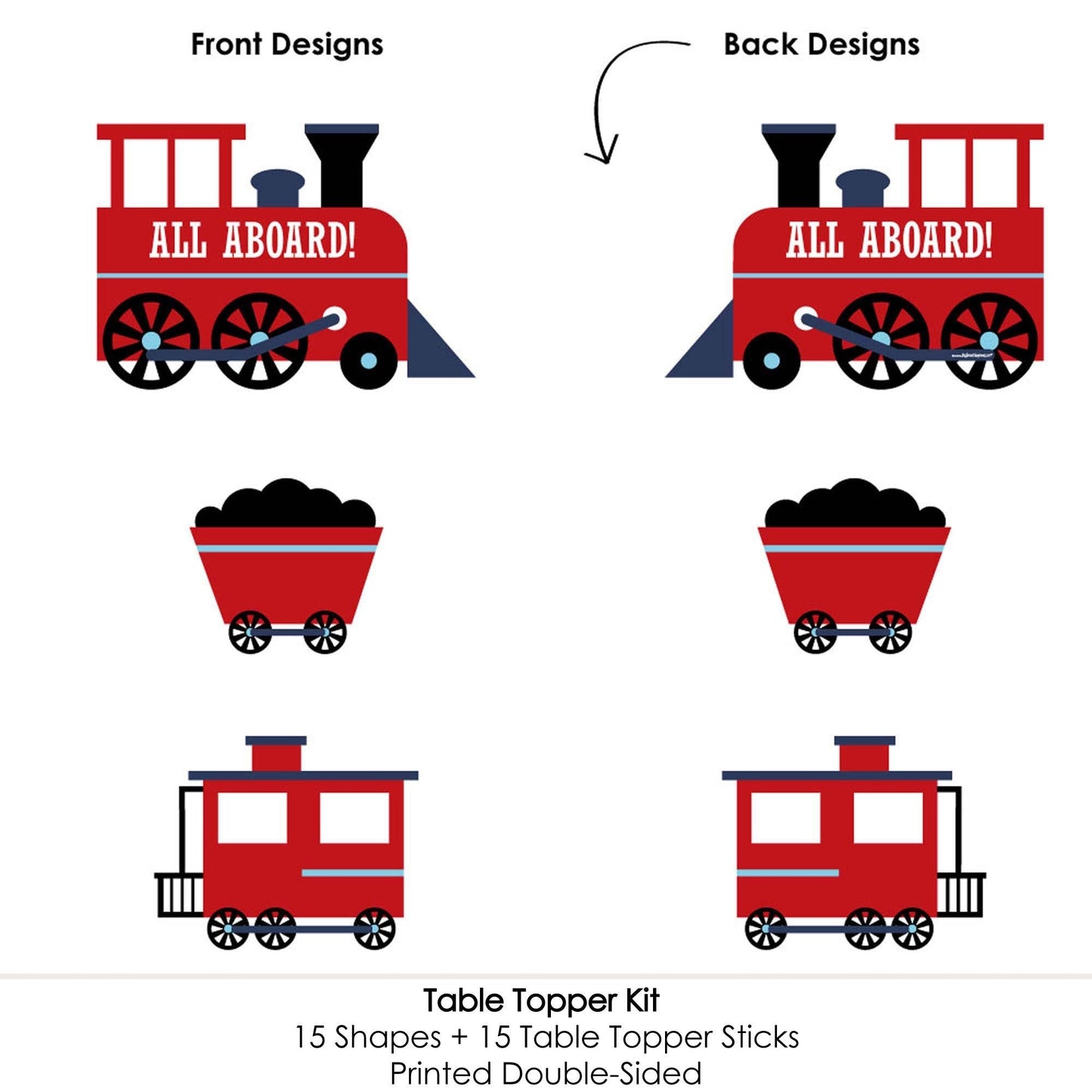 Railroad Party Crossing - Steam Train Birthday Party or Baby Shower Centerpiece Sticks - Table Toppers - Set of 15