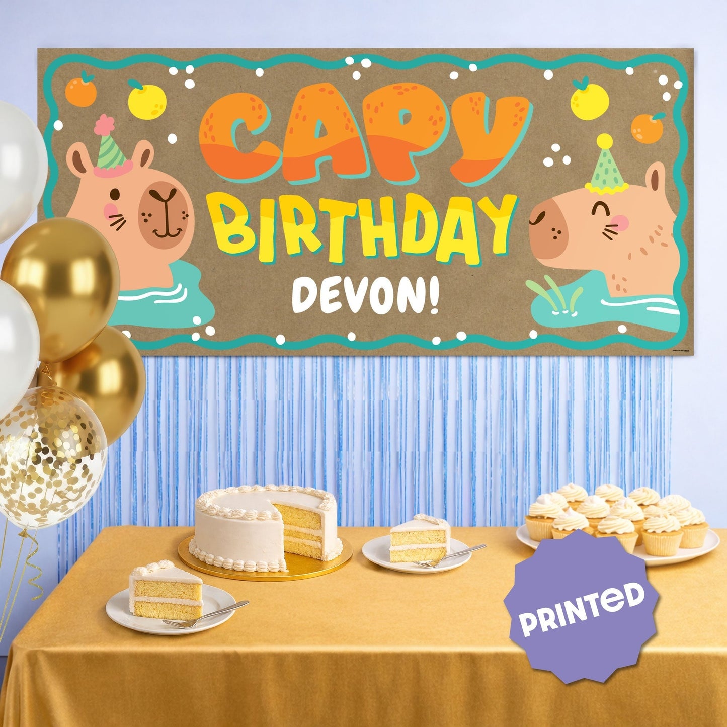 Custom Text Capy Birthday Kraft Banner