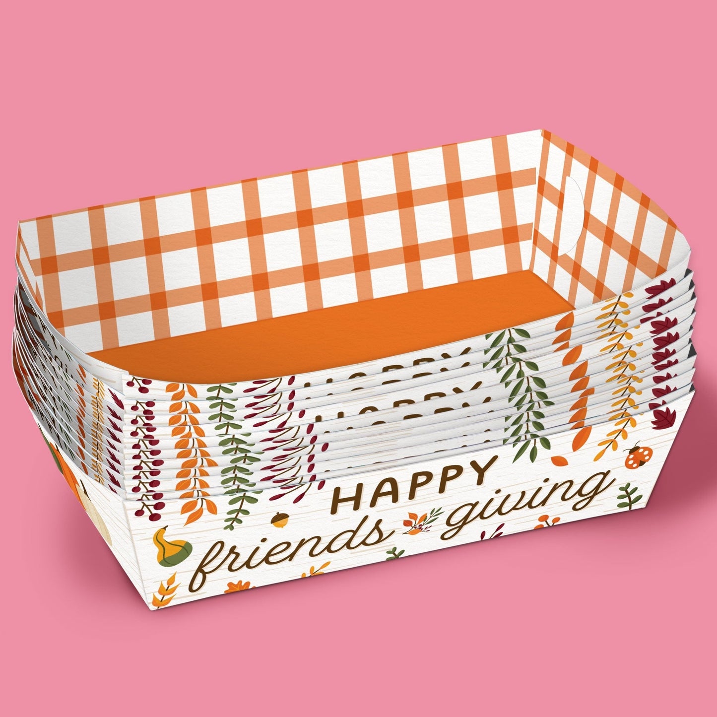 Fall Friends Thanksgiving Paper Food Trays - 12 Ct