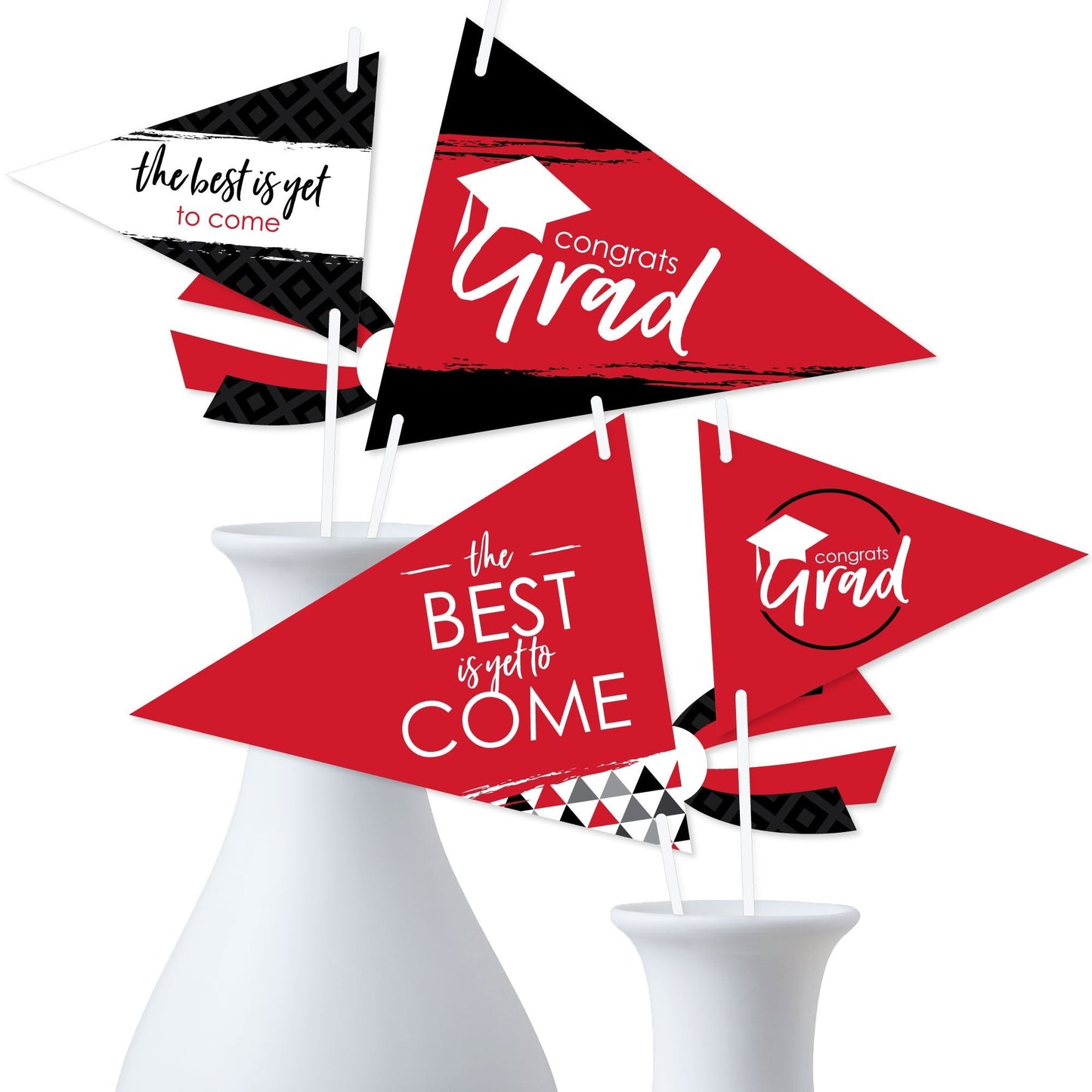 Red Grad Pennant Flags - 20 Ct