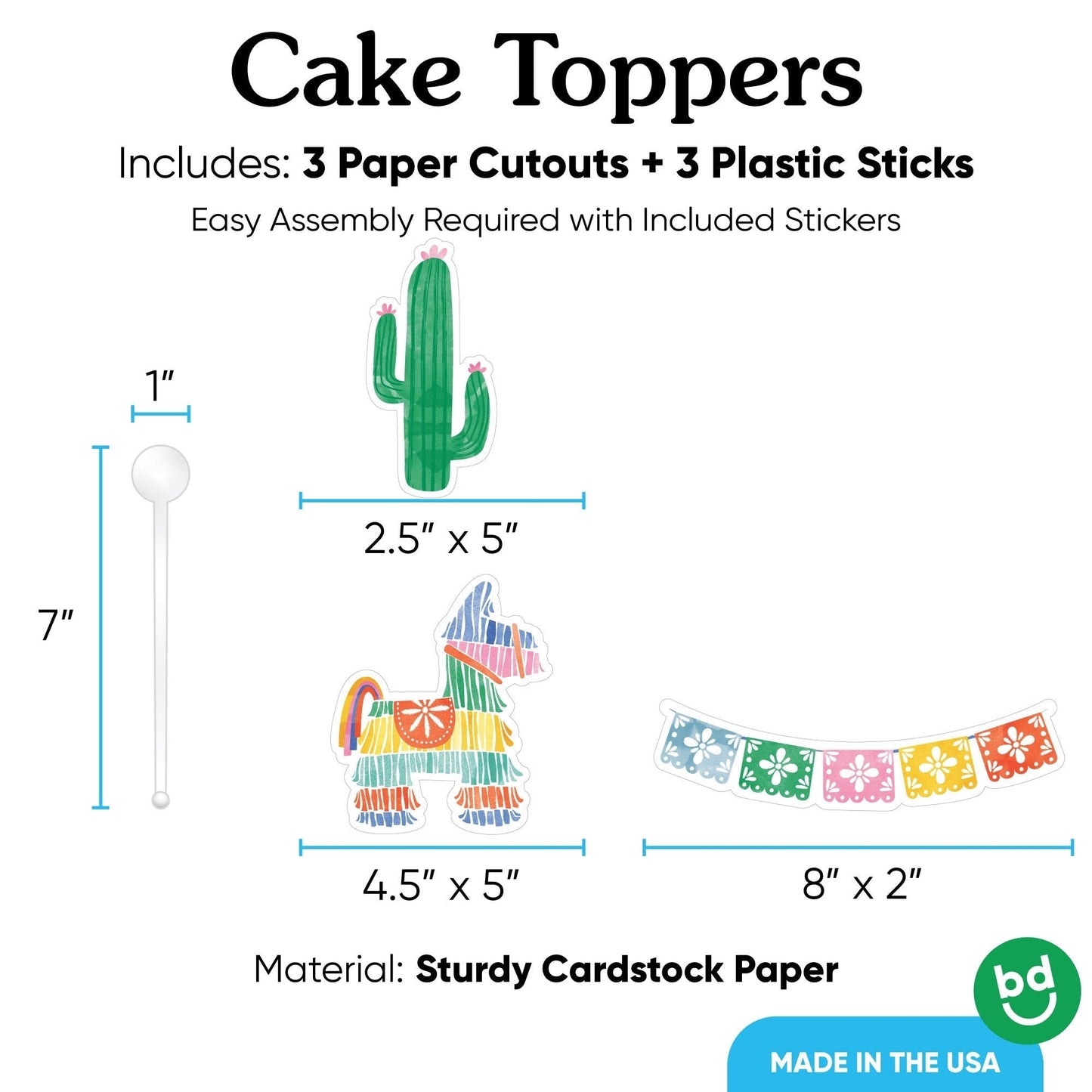 Fiesta Cake Topper - 3 Pc