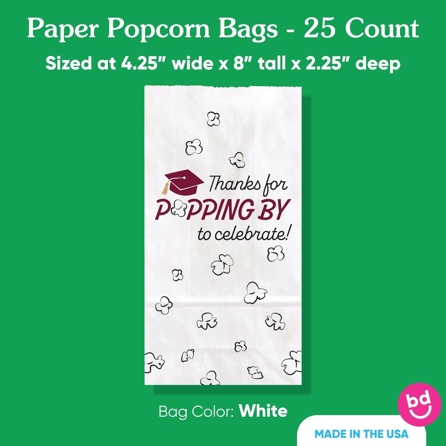 Popcorn Bags - Maroon Grad - 25 Ct