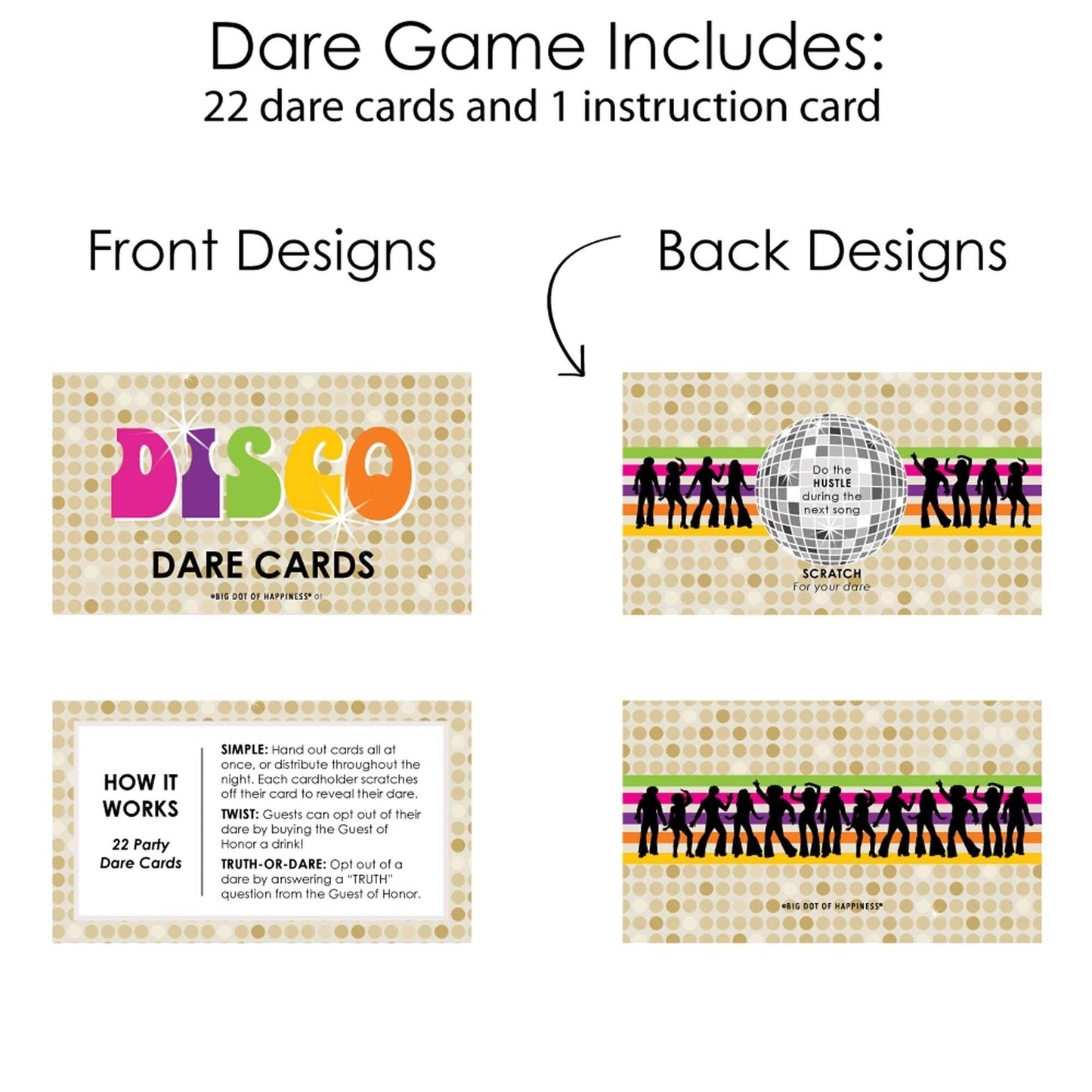 70's Disco - 1970s Party Scratch Off Dare Cards - 22 Cards