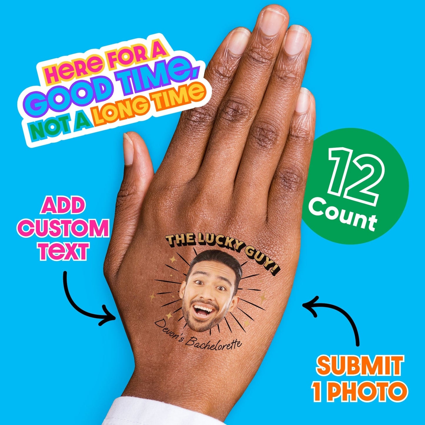 Custom The Lucky Guy Bachelorette Party Temporary Tattoos - 12 Ct