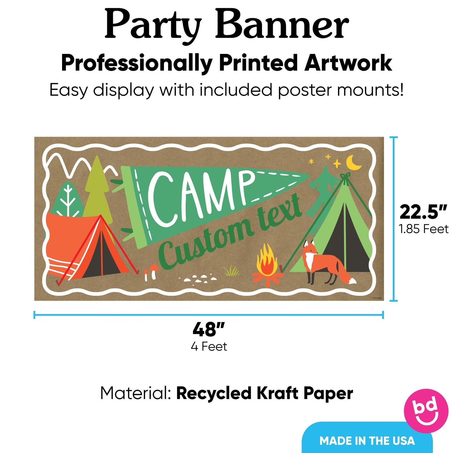 Custom Text Camping Kraft Banner
