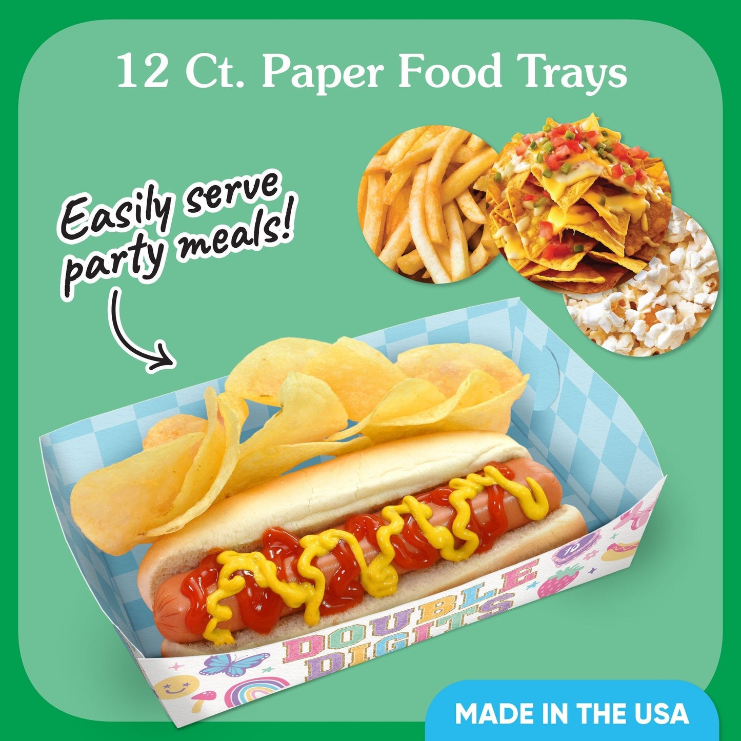 Preppy 10th Birthday Girl Party Paper Food Trays - 12 Ct