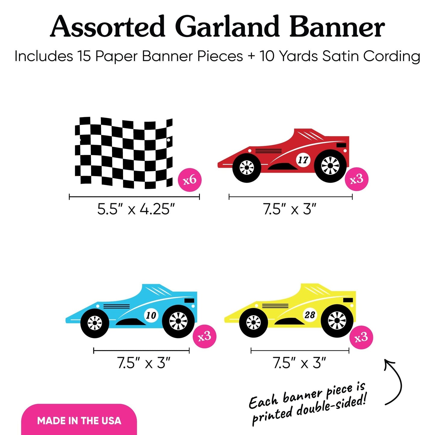 Let's Go Racing Garland Banner - 15 Pc