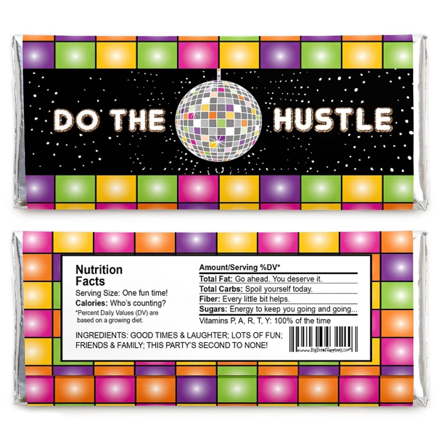 70's Disco - Candy Bar Wrapper 1970s Party Favors - Set of 24