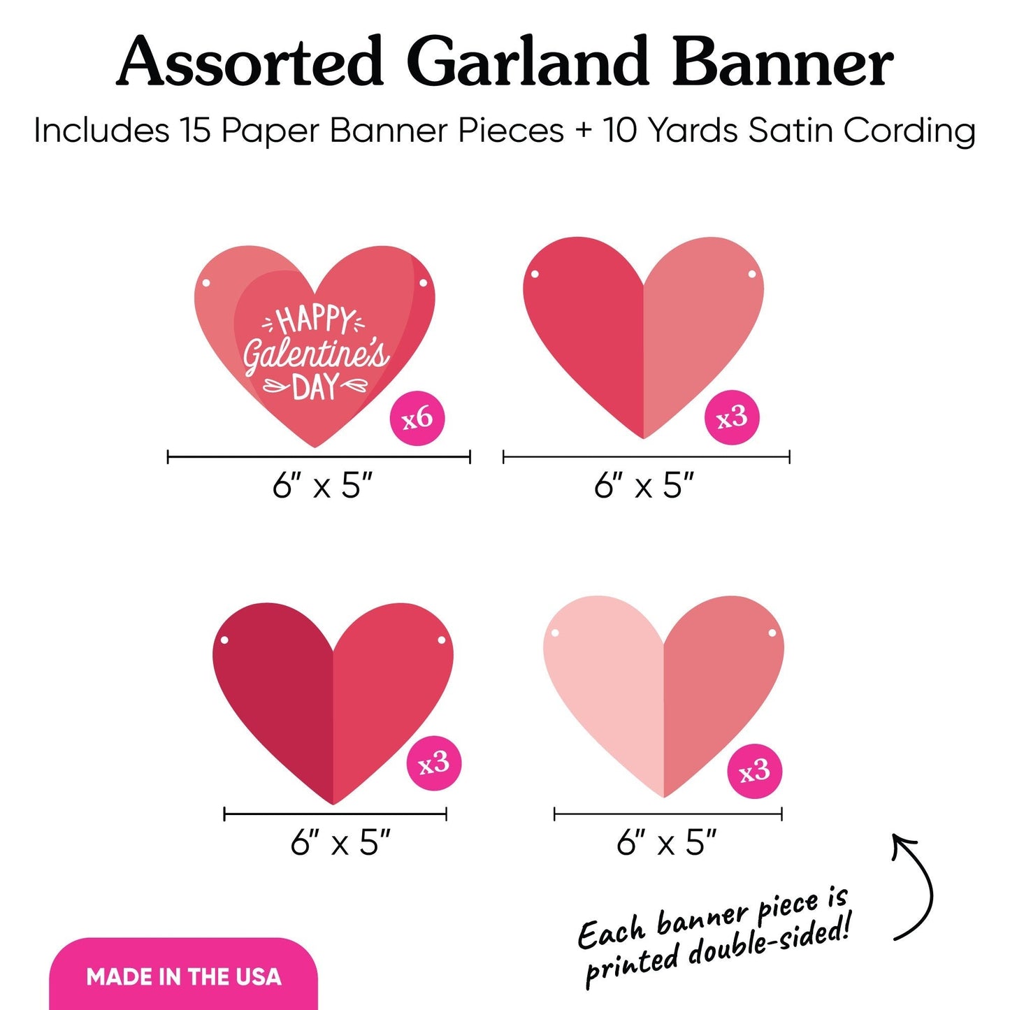 Happy Galentine’s Day Garland Banner - 15 Pc