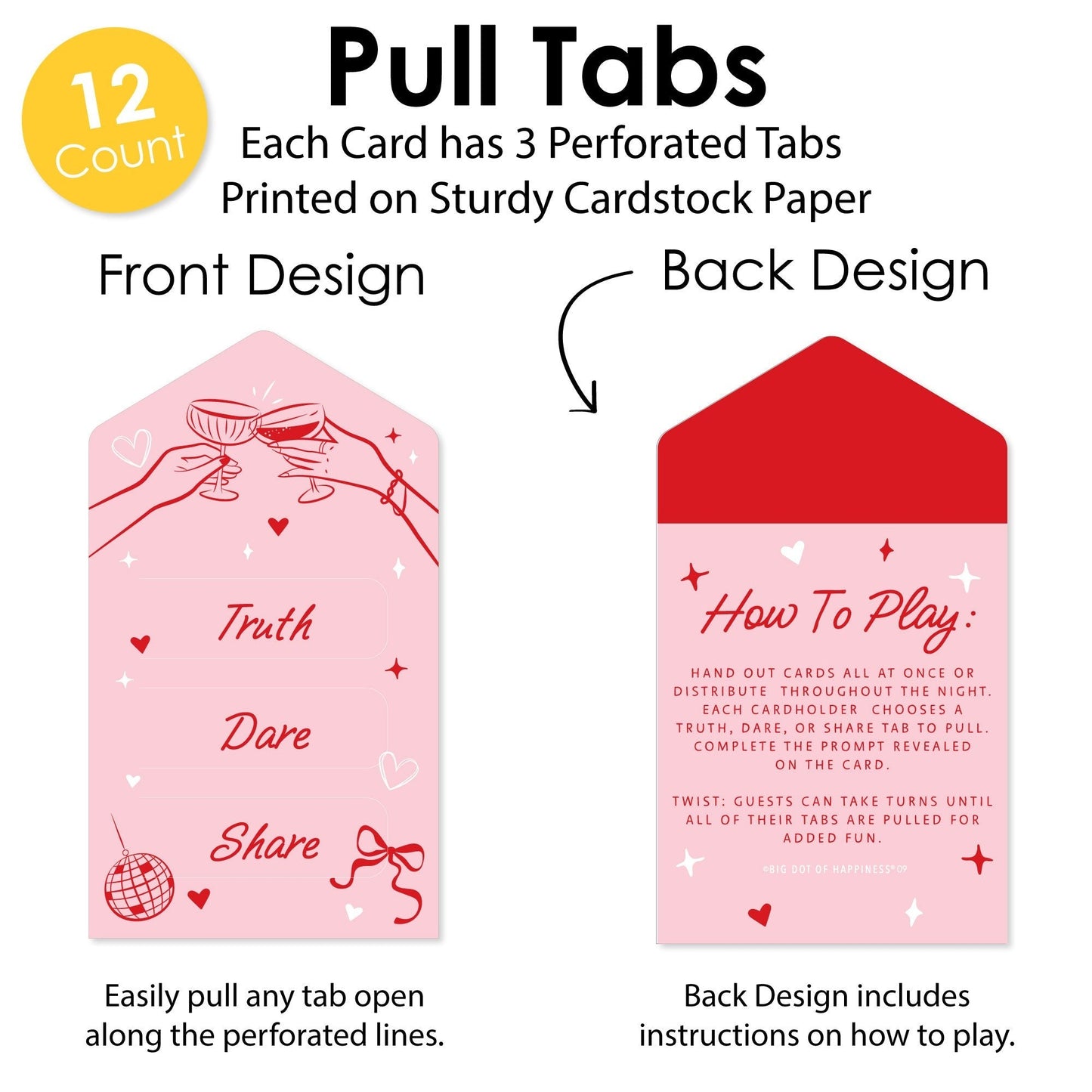 Drinks with the Girls Truth, Dare, Share Pull Tabs - 12 Ct