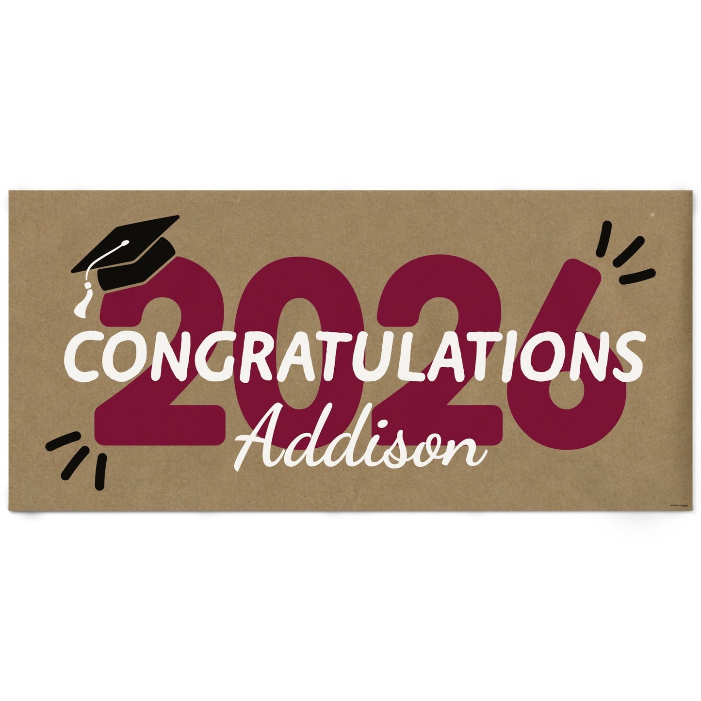 Custom Text Maroon 2026 Grad Kraft Banner