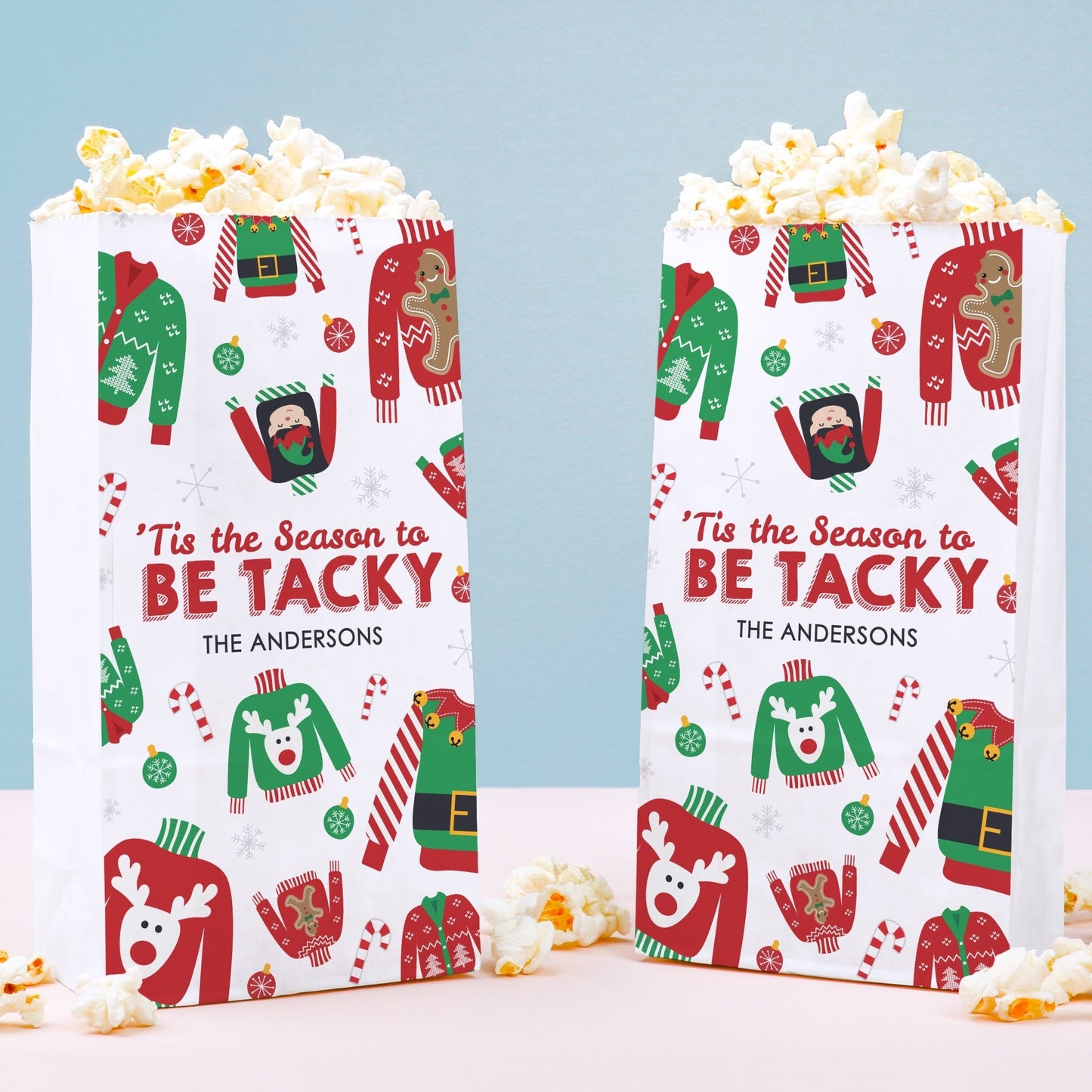 Custom Text Popcorn Bags - Ugly Sweater - 25 Ct