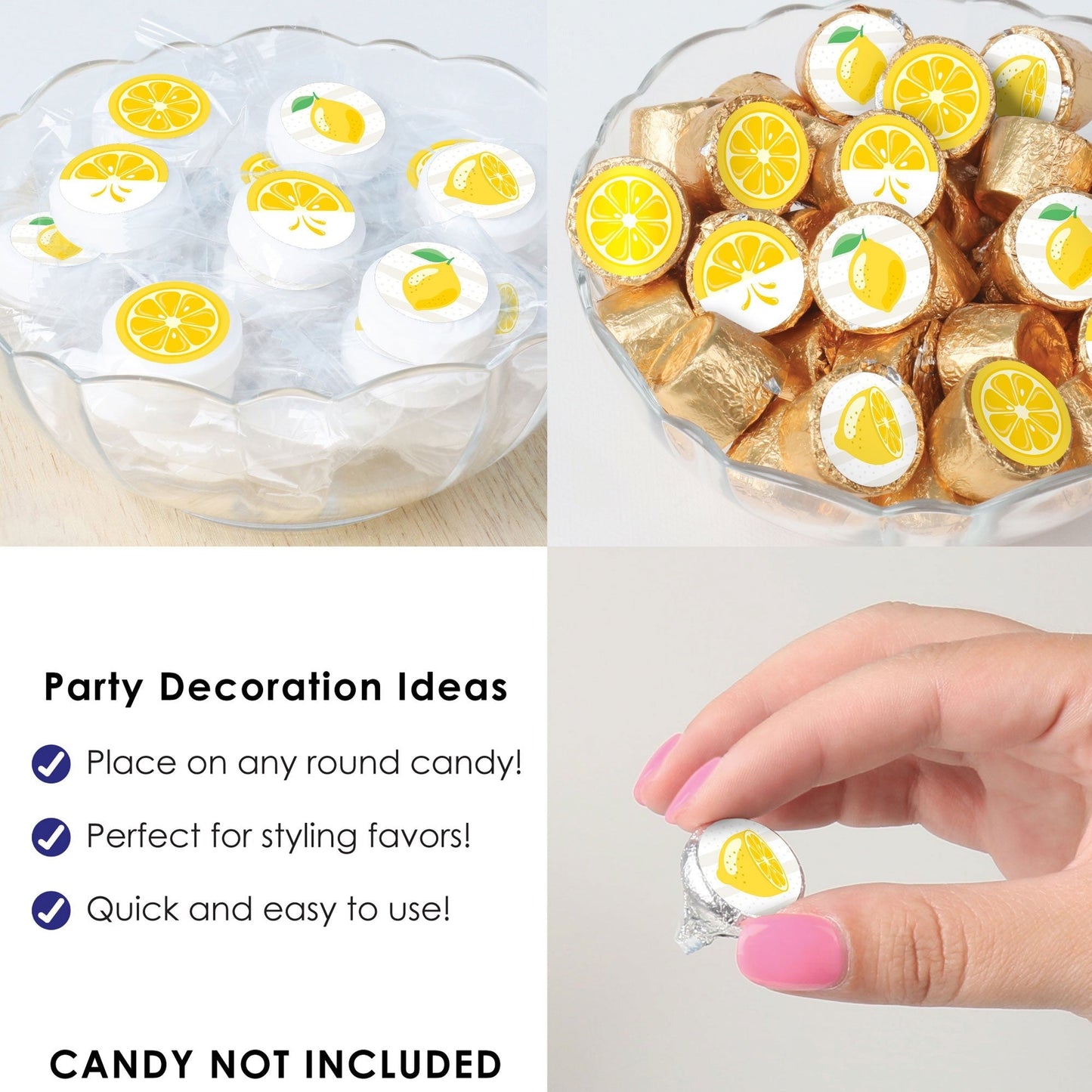 So Fresh - Lemon - Citrus Lemonade Party Small Round Candy Stickers - Party Favor Labels - 324 Count