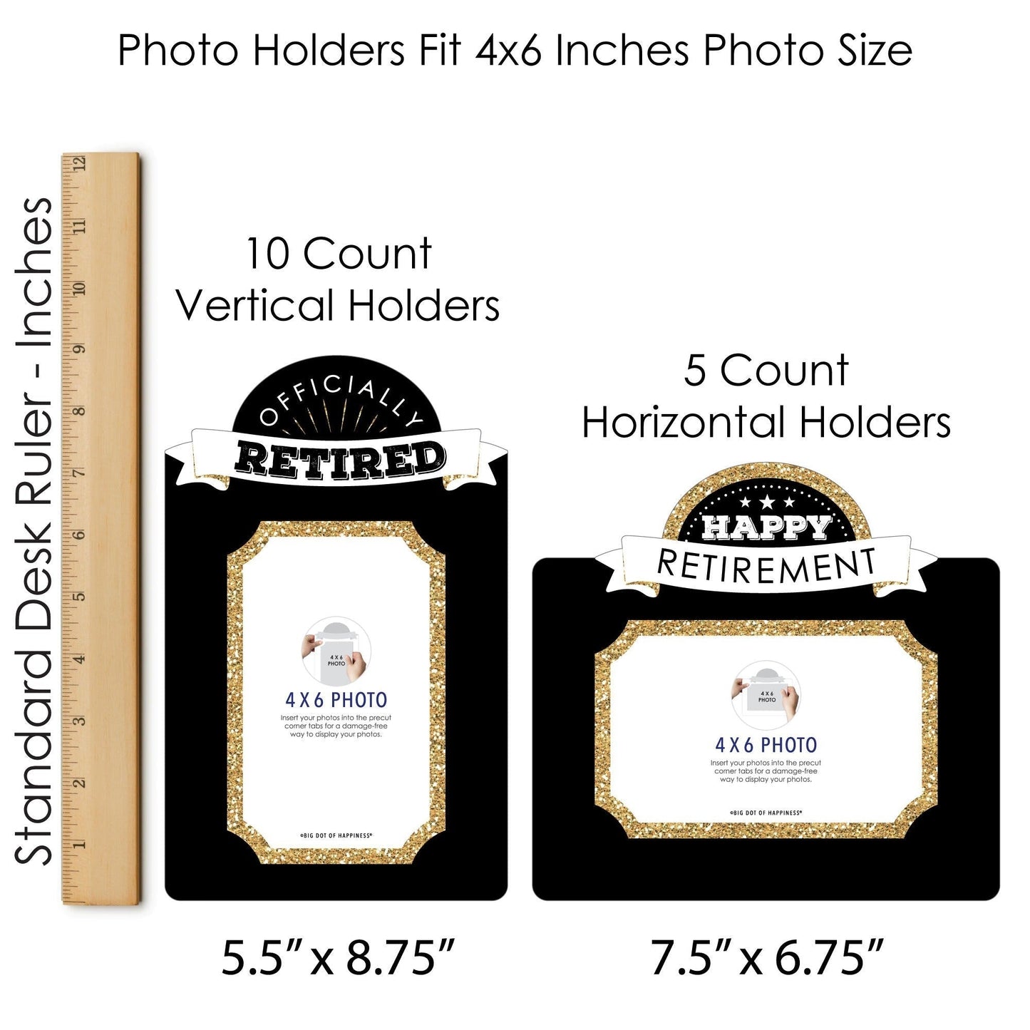 Happy Retirement - Retirement Party Picture Centerpiece Sticks - Photo Table Toppers - 15 Pieces