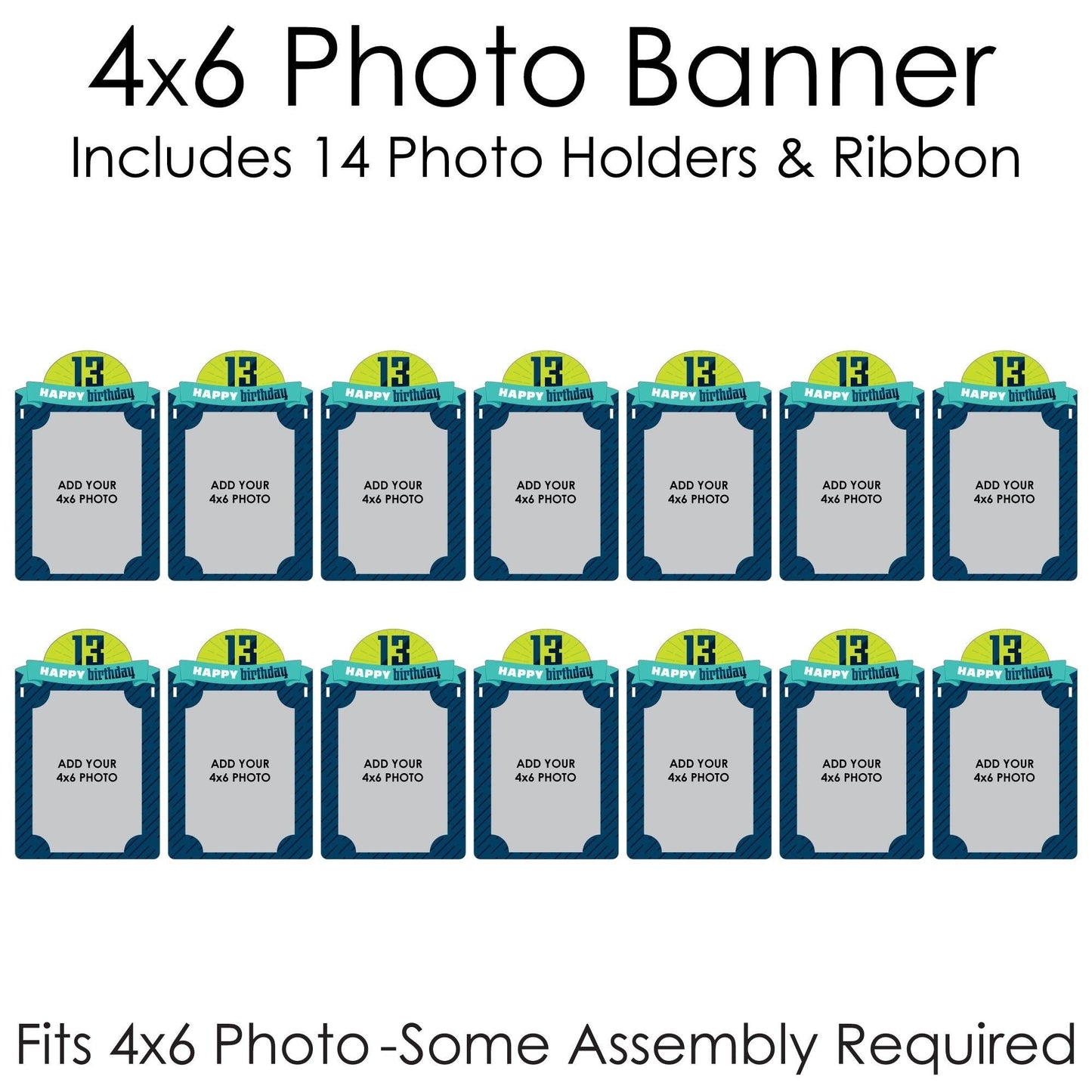 Boy 13th Birthday - DIY Official Teenager Birthday Party Decor - Picture Display - Photo Banner