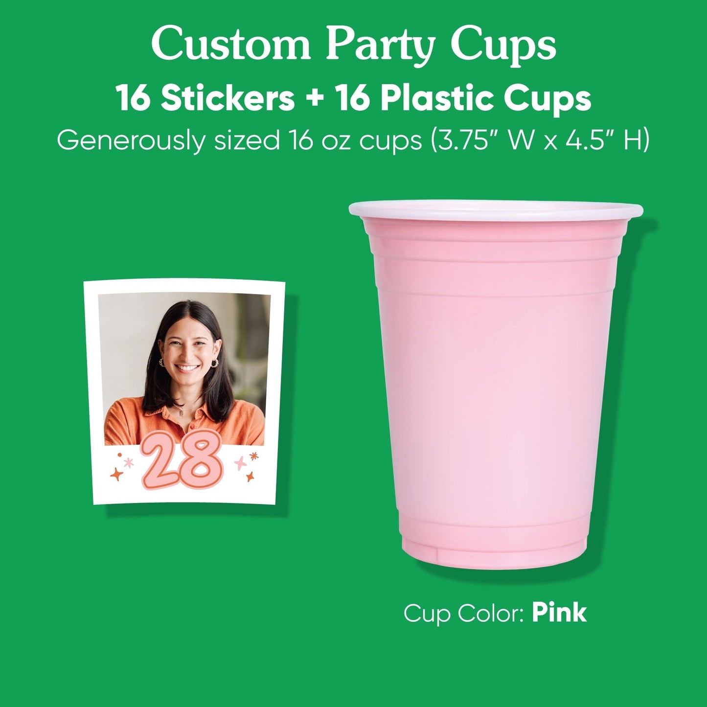 Custom Photo Party Cups - Look Who's Birthday - 16 Ct