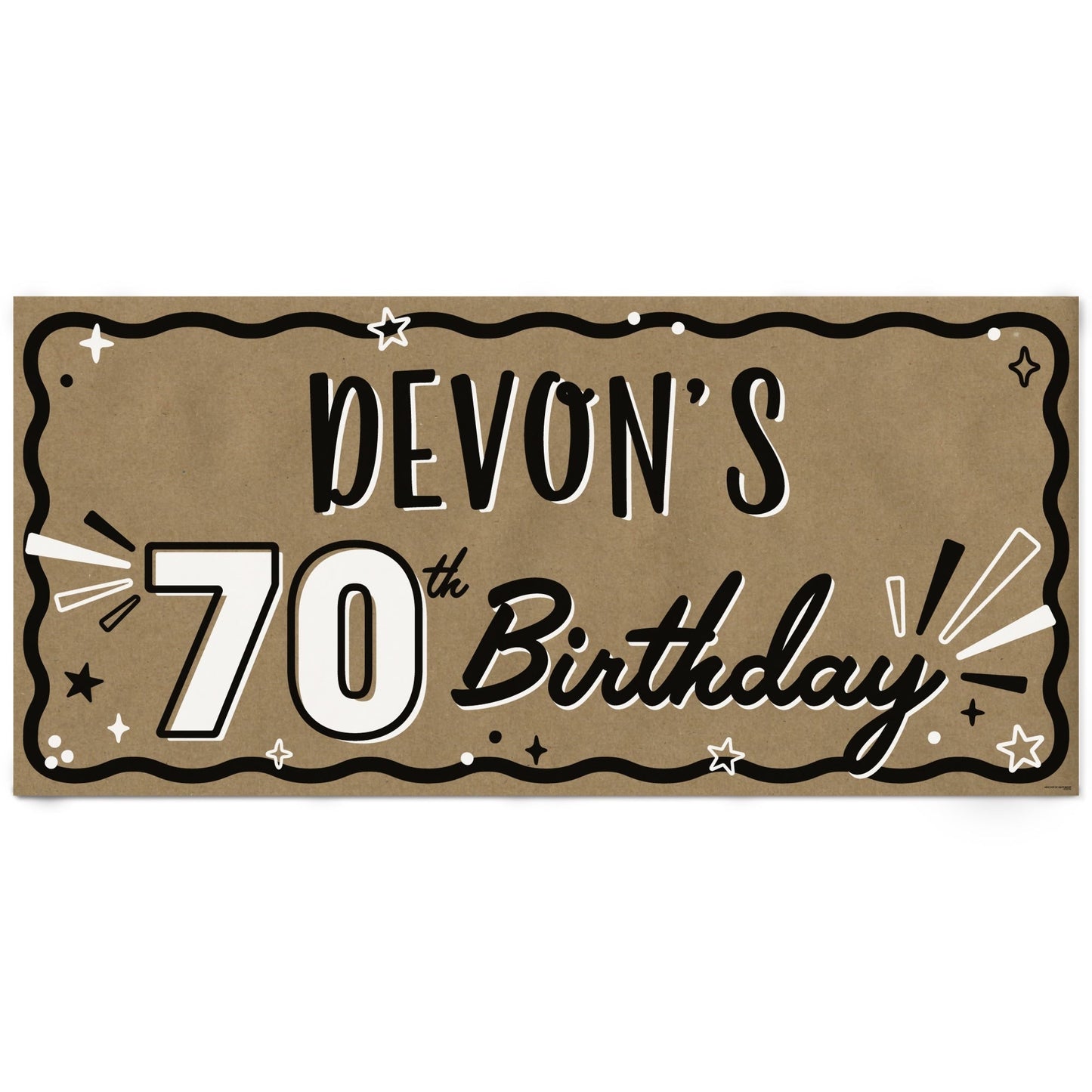 Custom Text 70th Birthday Kraft Banner